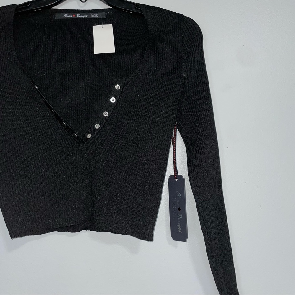 Black Button Front Long Sleeve